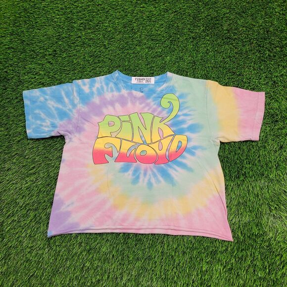 Pink-Floyd Pastel Tie-Dye Shirt Womens Medium 19x19 Cropped - Picture 1 of 11